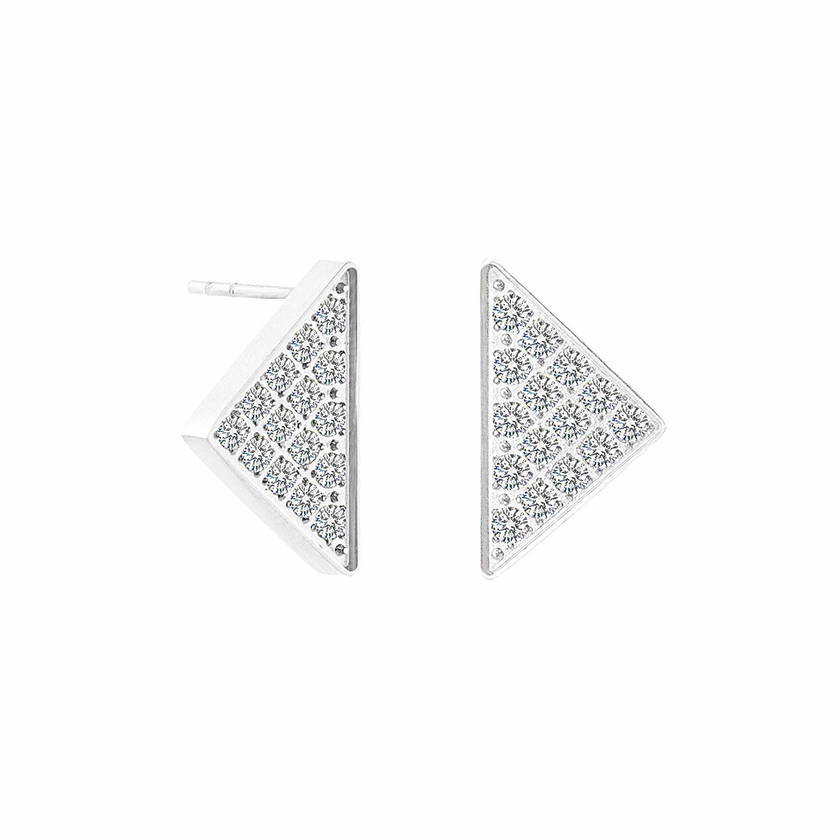 Large Geometric Pavé Supera Silver Earrings