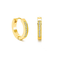 Gold pavé hoop earrings with 18 stones