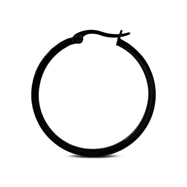 Unique Black Pavé 42-Stone Classic Medium Hoop Earrings