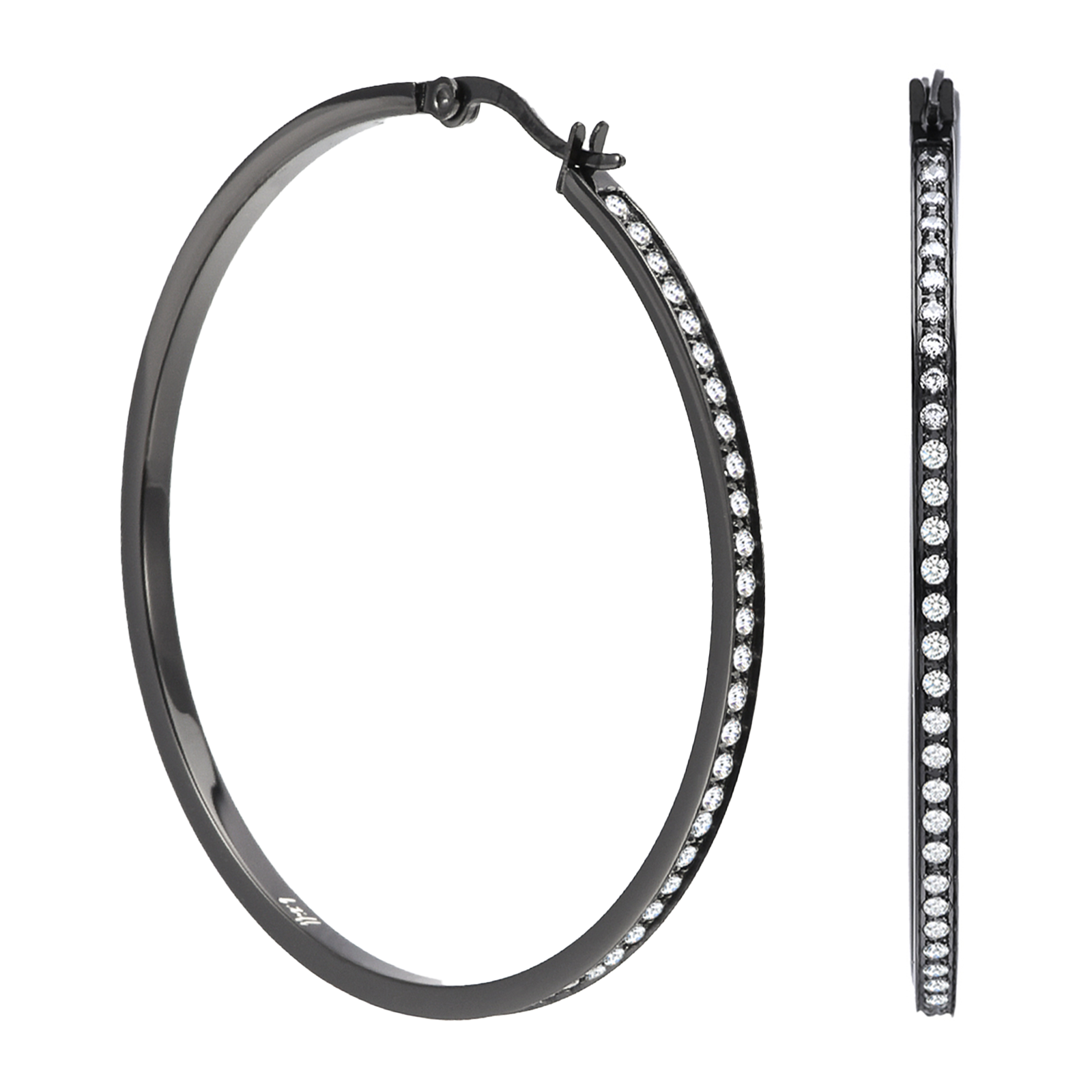 Striking Black Pavé 146-Stone Big Hoop Earrings