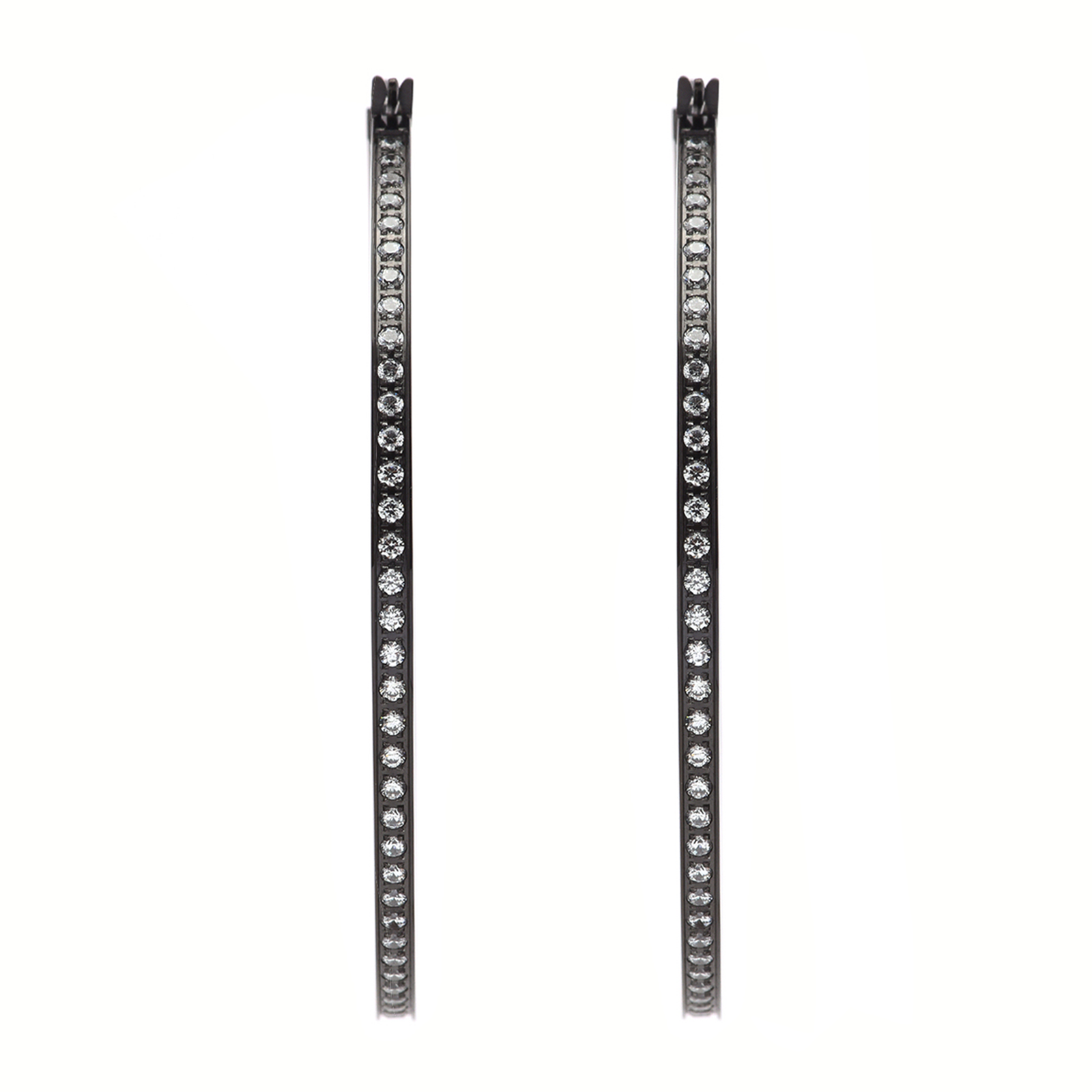 Striking Black Pavé 146-Stone Big Hoop Earrings
