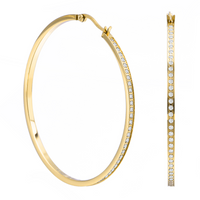 Gold hoop earrings with pavé stones