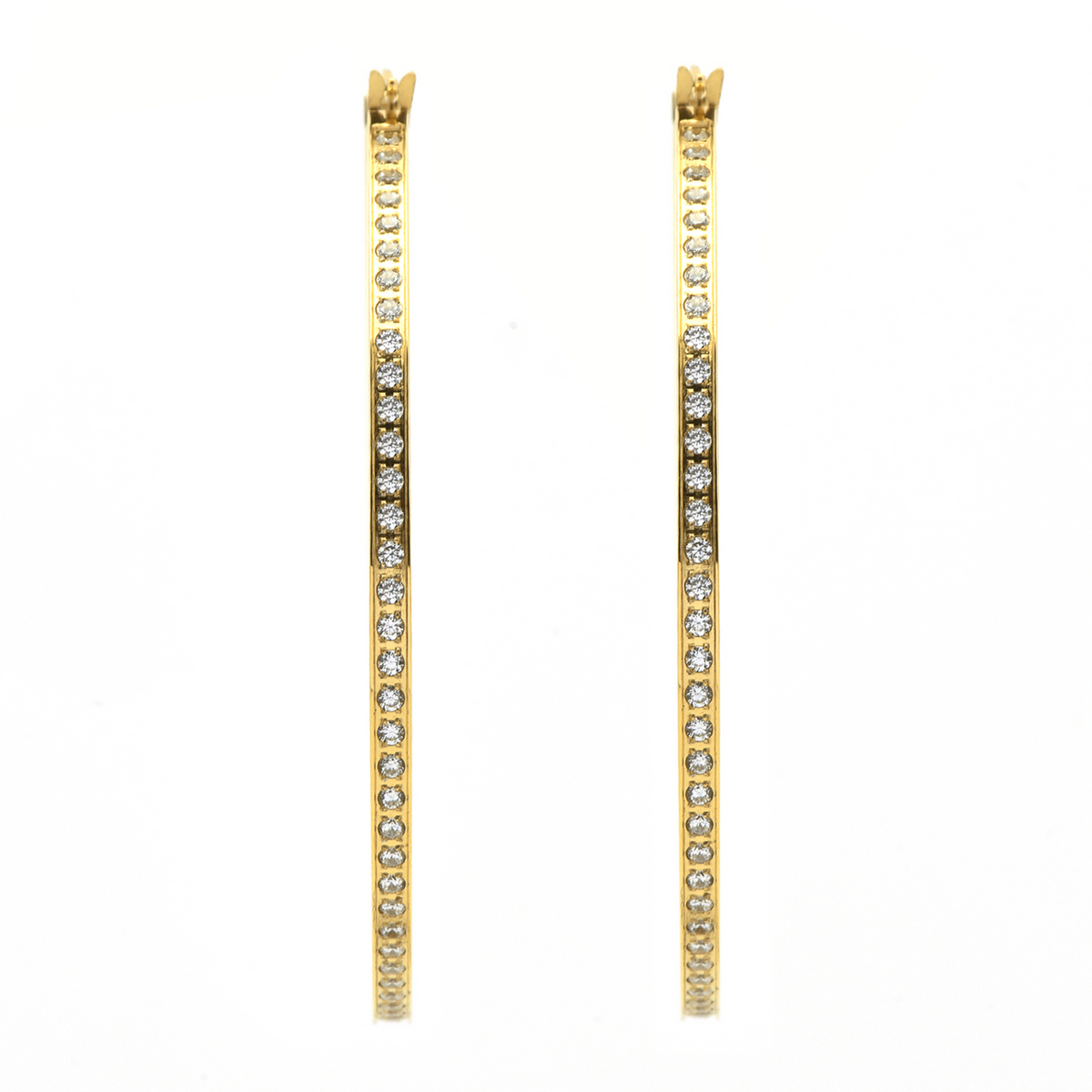 Gold hoop earrings with pavé stones