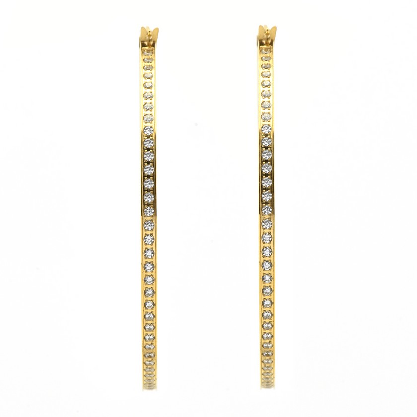 Glamorous Gold Pavé 146-Stone Big Hoop Earrings