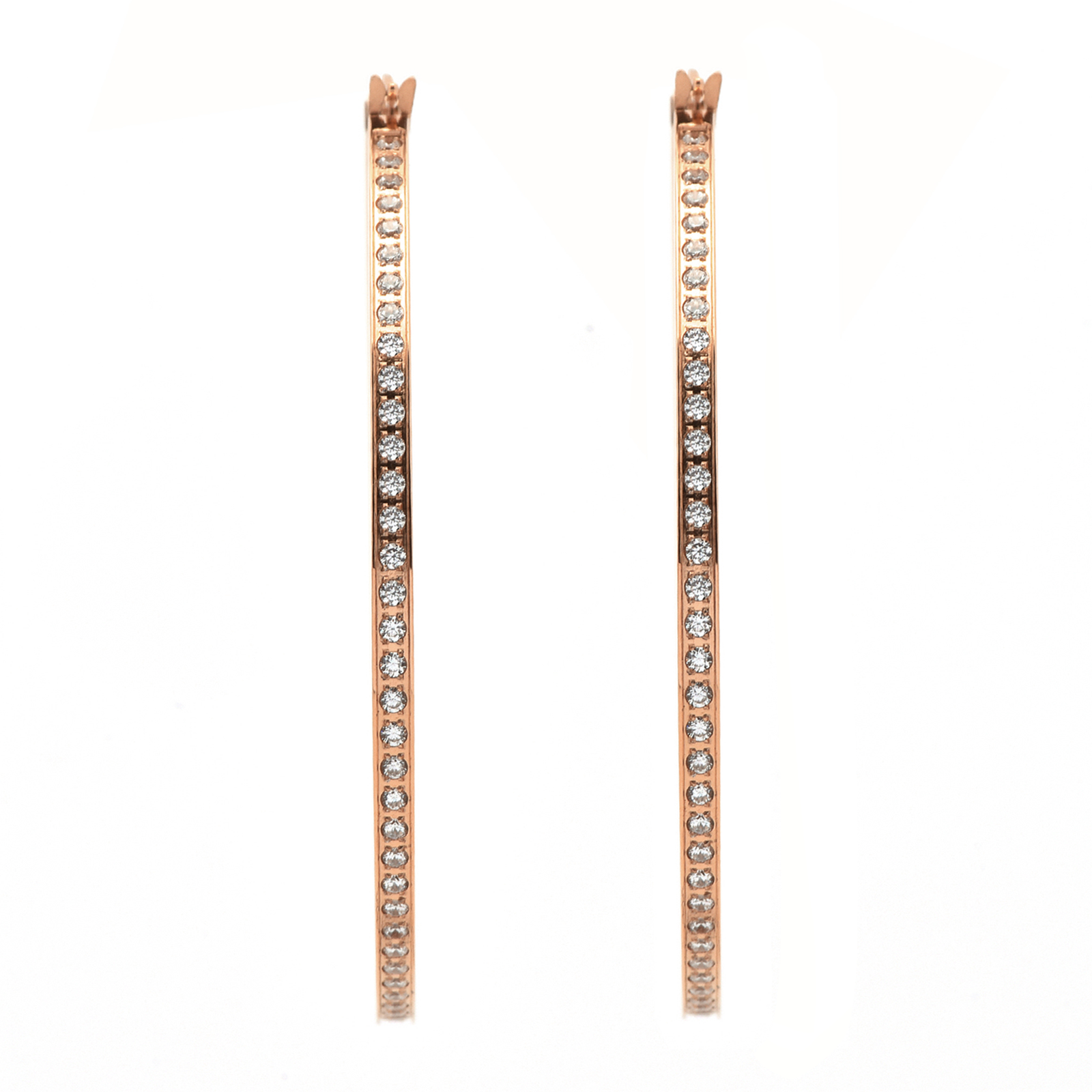 Lovely Rose Gold Pavé 146-Stone Big Hoop Earrings