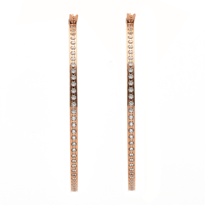 Lovely Rose Gold Pavé 146-Stone Big Hoop Earrings