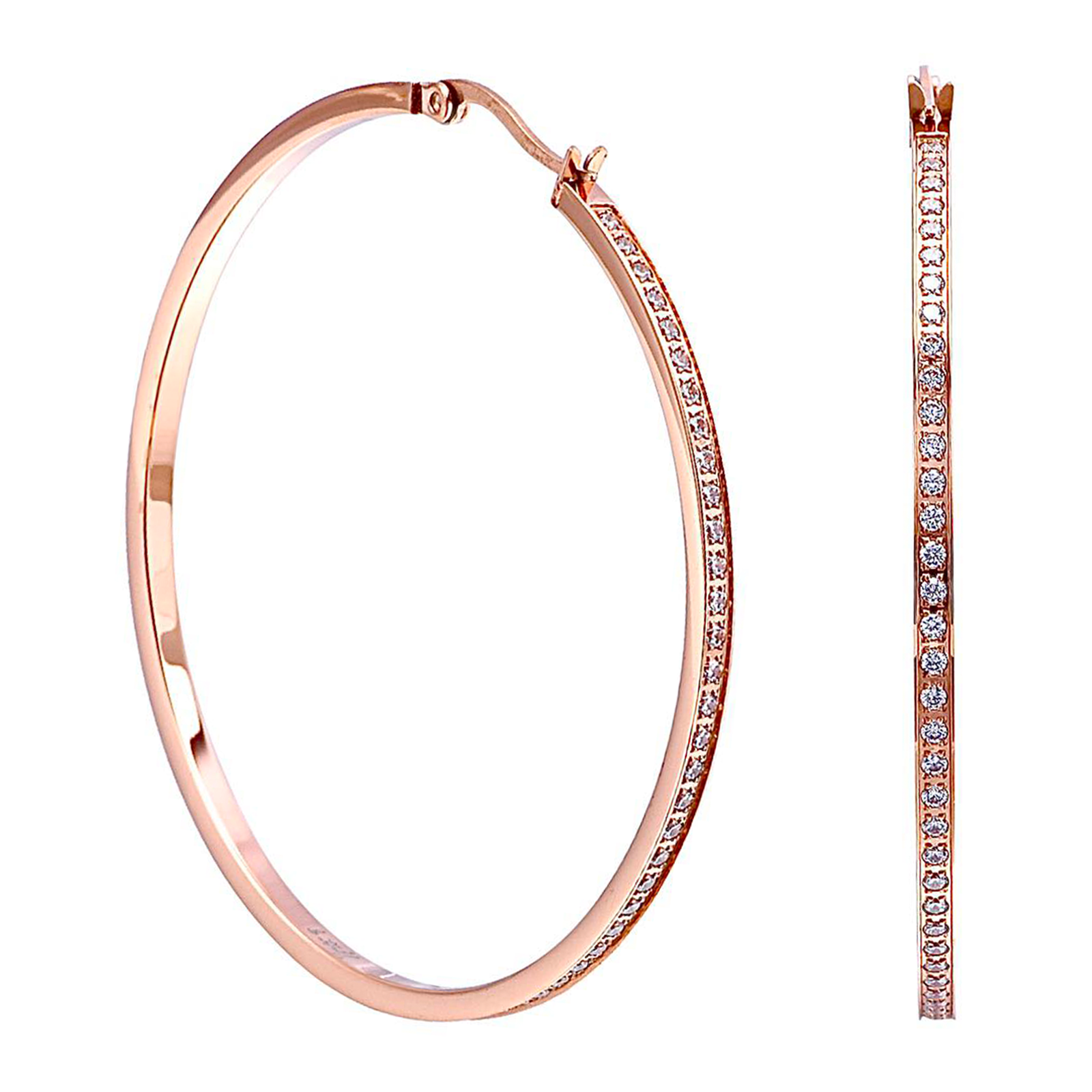 Lovely Rose Gold Pavé 146-Stone Big Hoop Earrings