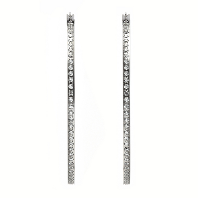 Flawless Silver Pavé 146-Stone Big Hoop Earrings
