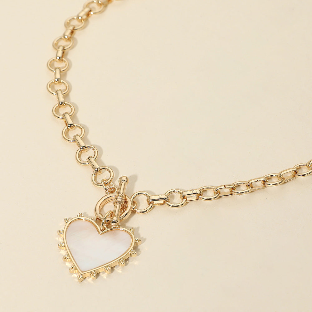 Mother-of-Pearl Heart Toggle Necklace