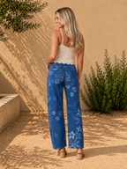 Floral High Waist Barrel Jeans