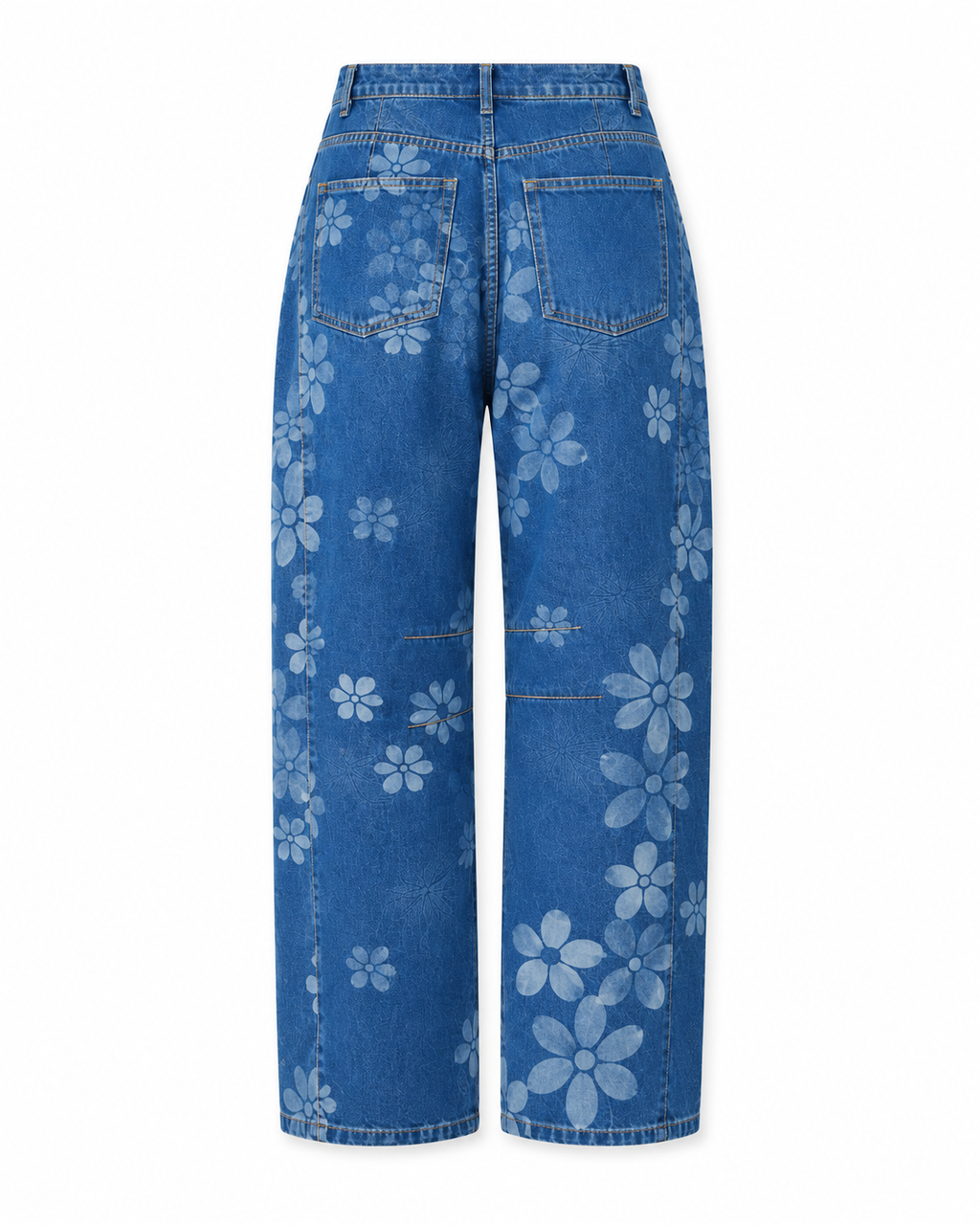 Floral High Waist Barrel Jeans