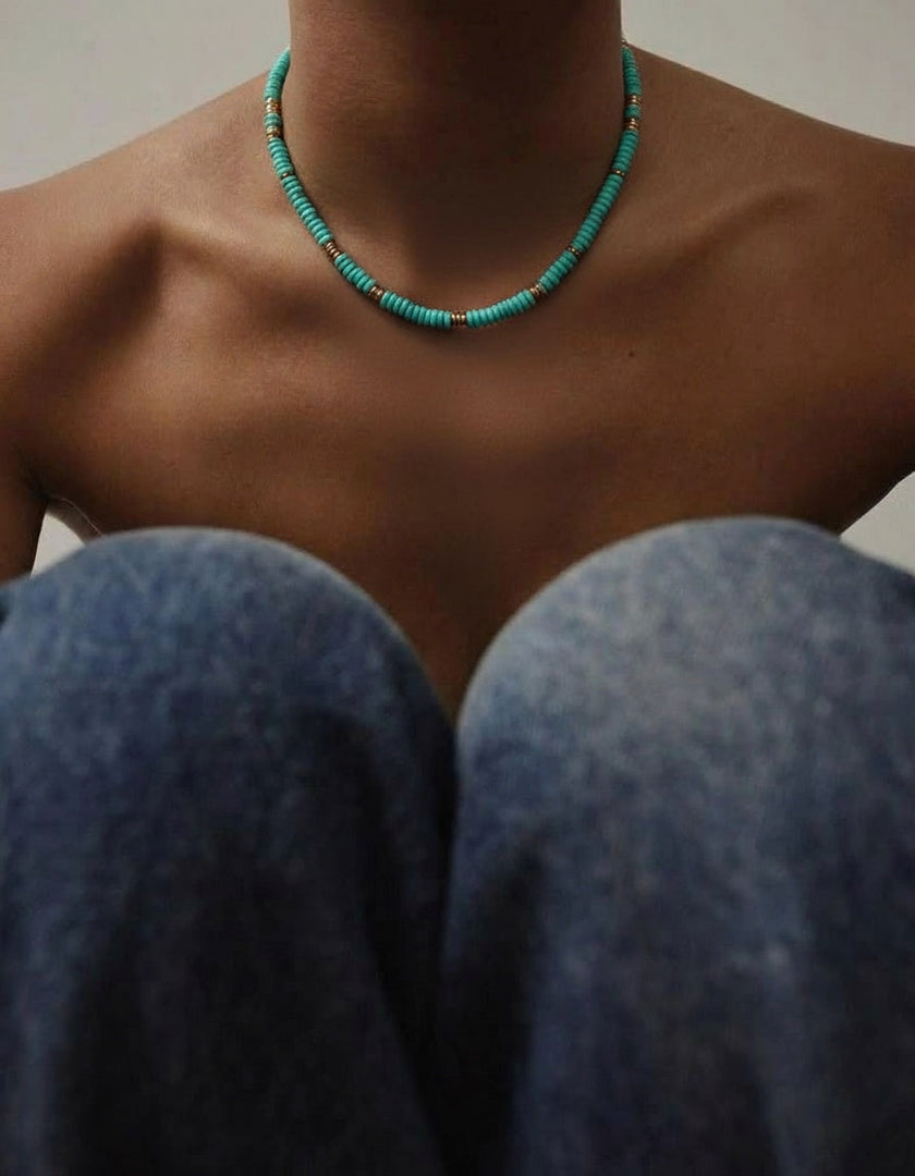 Effortless Azure Beaded Necklace