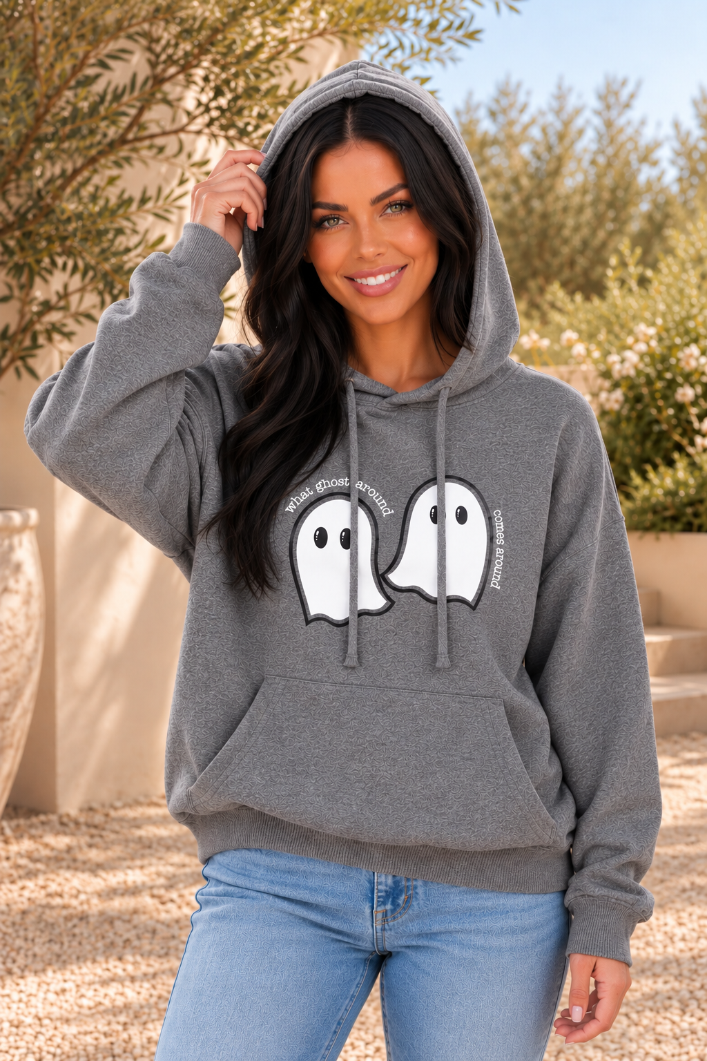 Halloween Ghost Graphic Print Hoodie