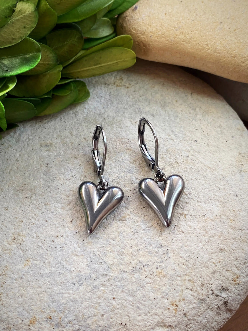 Delicate Silver Heart Earrings