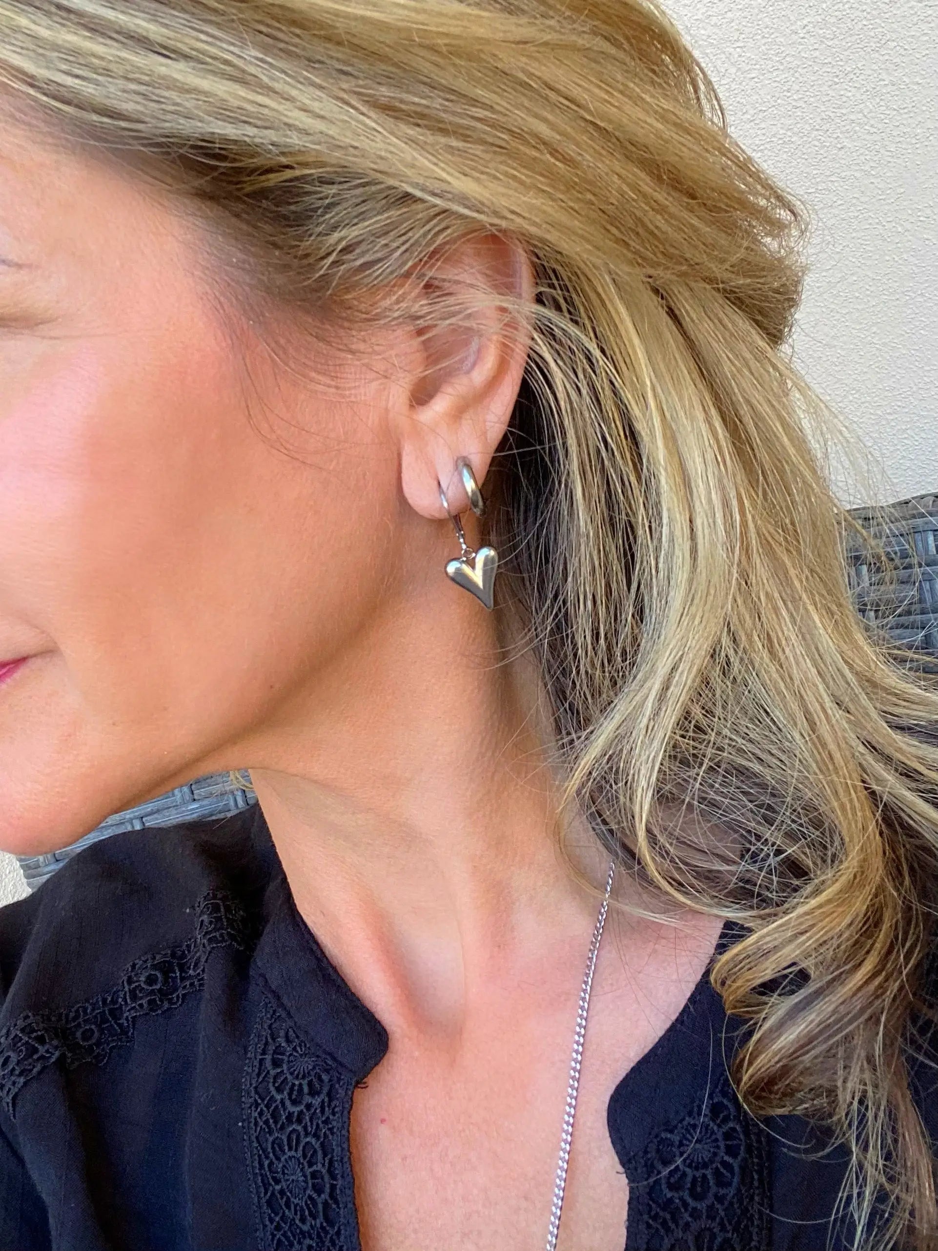 Delicate Silver Heart Earrings