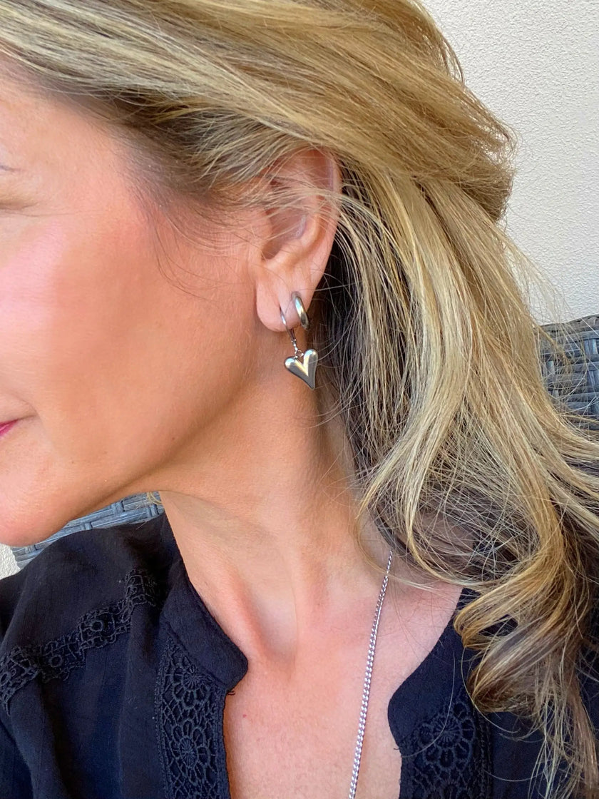 Delicate Silver Heart Earrings