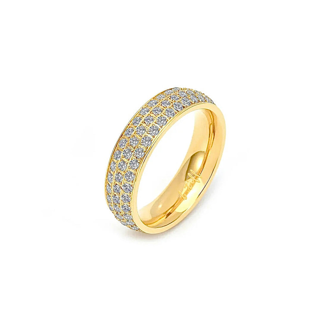 Gold three-row eternity ring