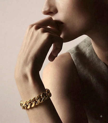 Bold high-polish gold flat Cuban link bracelet