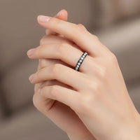 Black thin-band stacking eternity ring