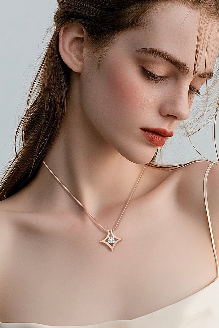 Rose gold Natal princess-cut tension pendant