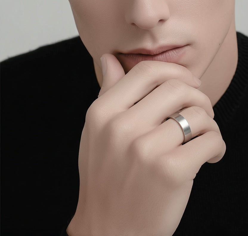 Simplicity stainless steel wide-band stacking ring
