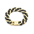 Black and gold flat Cuban link bracelet