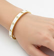 Brilliant 8-Stone White Enameled Gold Bangle