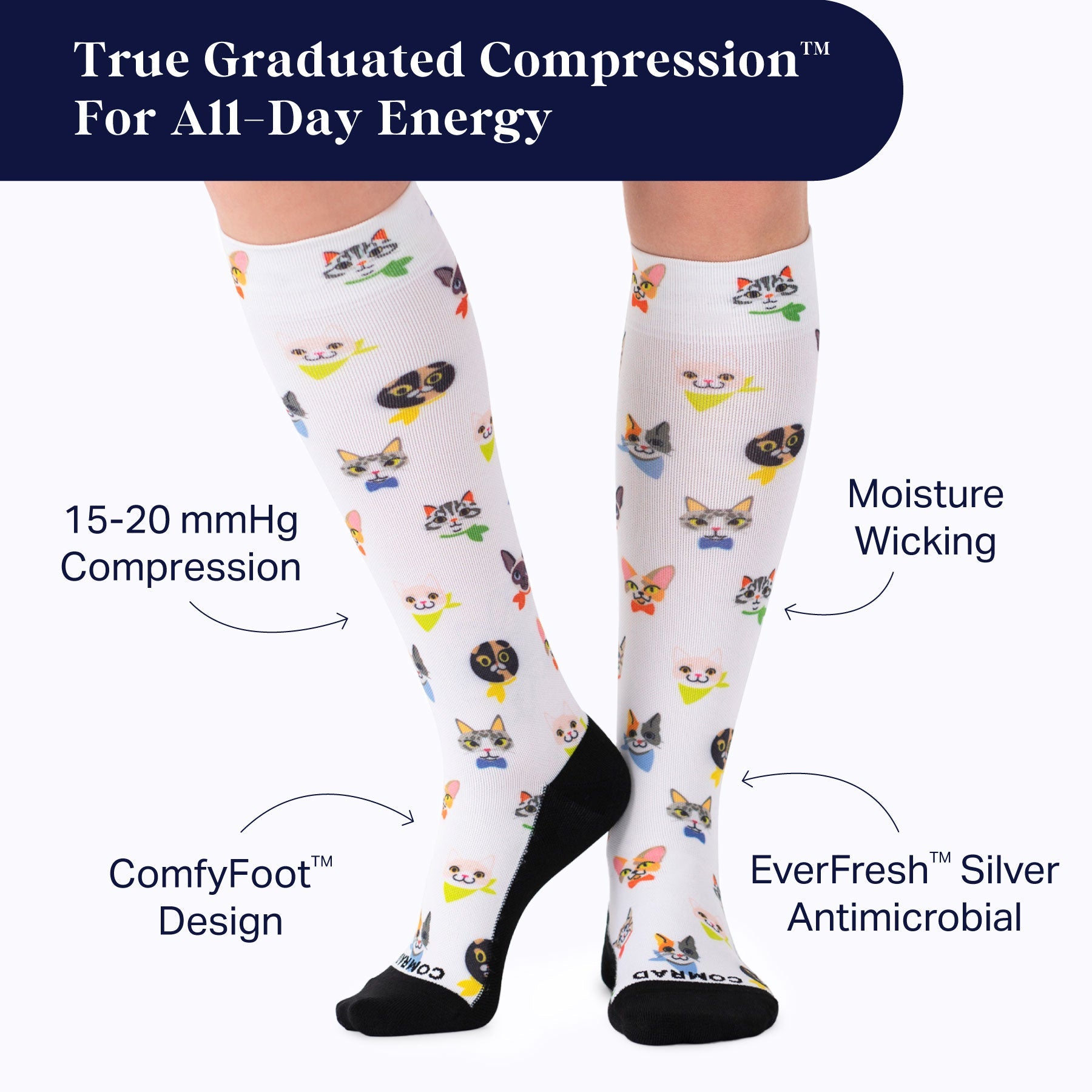 Cute Cat Compression Socks – Support for Travel, Work & Recovery