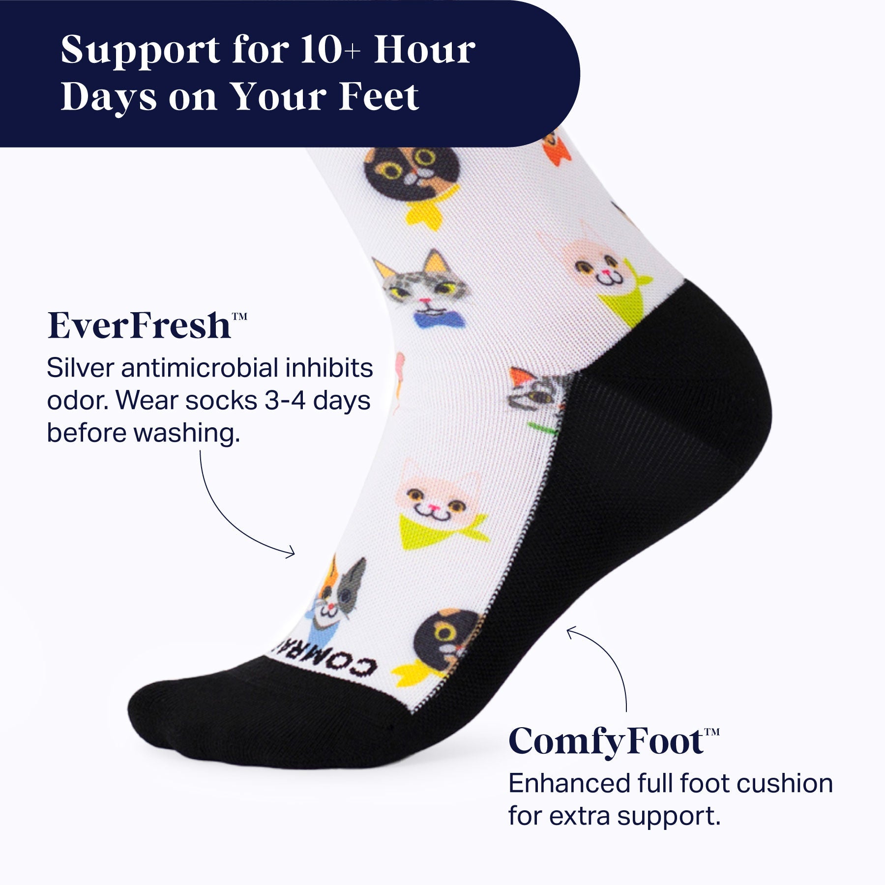 Cute Cat Compression Socks – Support for Travel, Work & Recovery