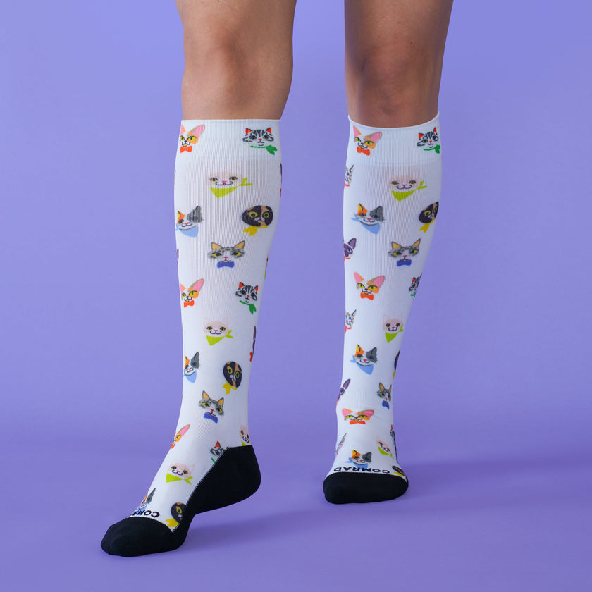 Cute Cat Compression Socks – Support for Travel, Work & Recovery