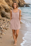 Mineral Wash Scoop Neck Elastic Waist Dress