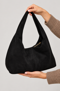 Minimalist Slouchy Hobo Shoulder Bag — black front view