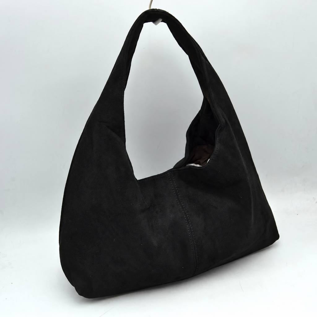 Minimalist Slouchy Hobo Shoulder Bag — black product view