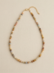 Handmade Natural Stone Beaded Necklace with Moon Pendant
