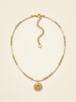 Natural Stone Beaded Necklace with Sun Pendant