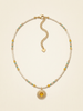 Natural Stone Beaded Necklace with Sun Pendant