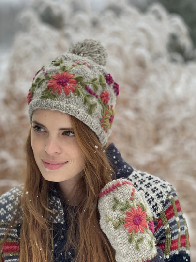 Adorable Olivia Wool Knit Embroidered Hat