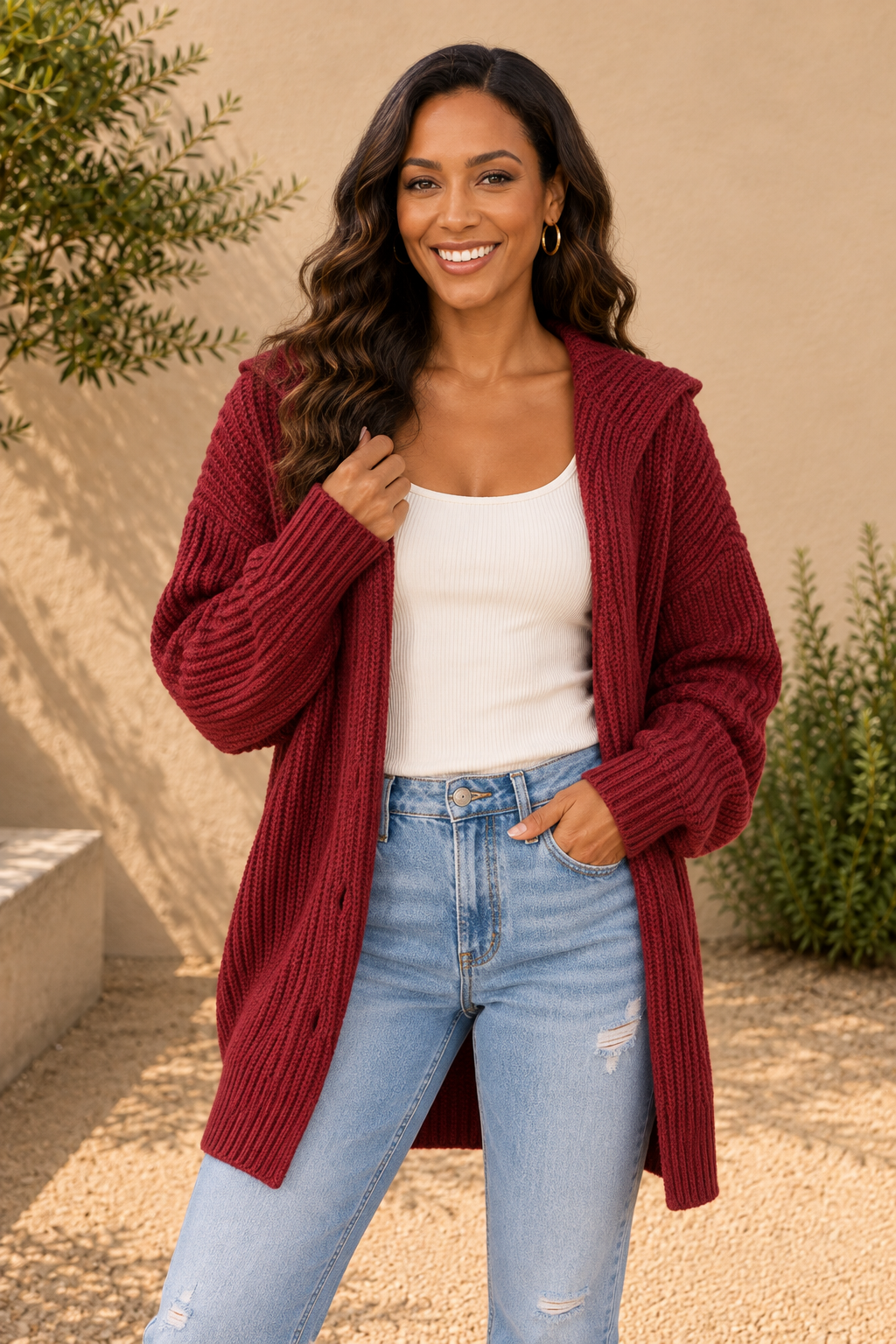 Oversized Button Front Knit Cardigan