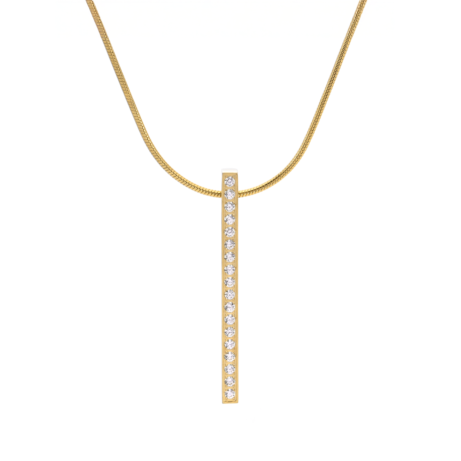Sleek Gold 18-Stone Bar Pendant