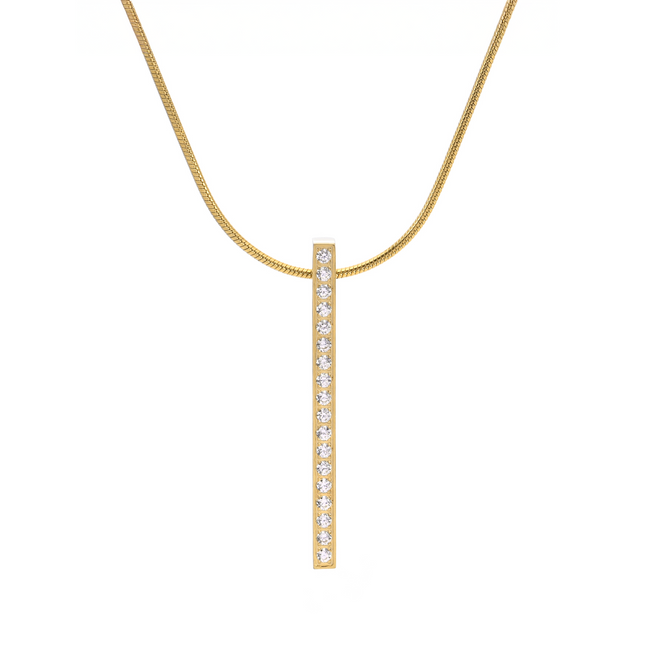 Sleek Gold 18-Stone Bar Pendant