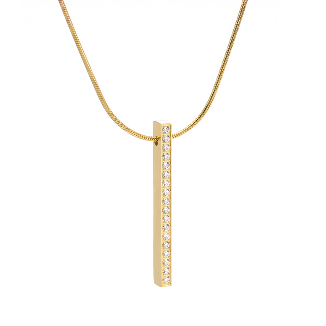 Sleek Gold 18-Stone Bar Pendant