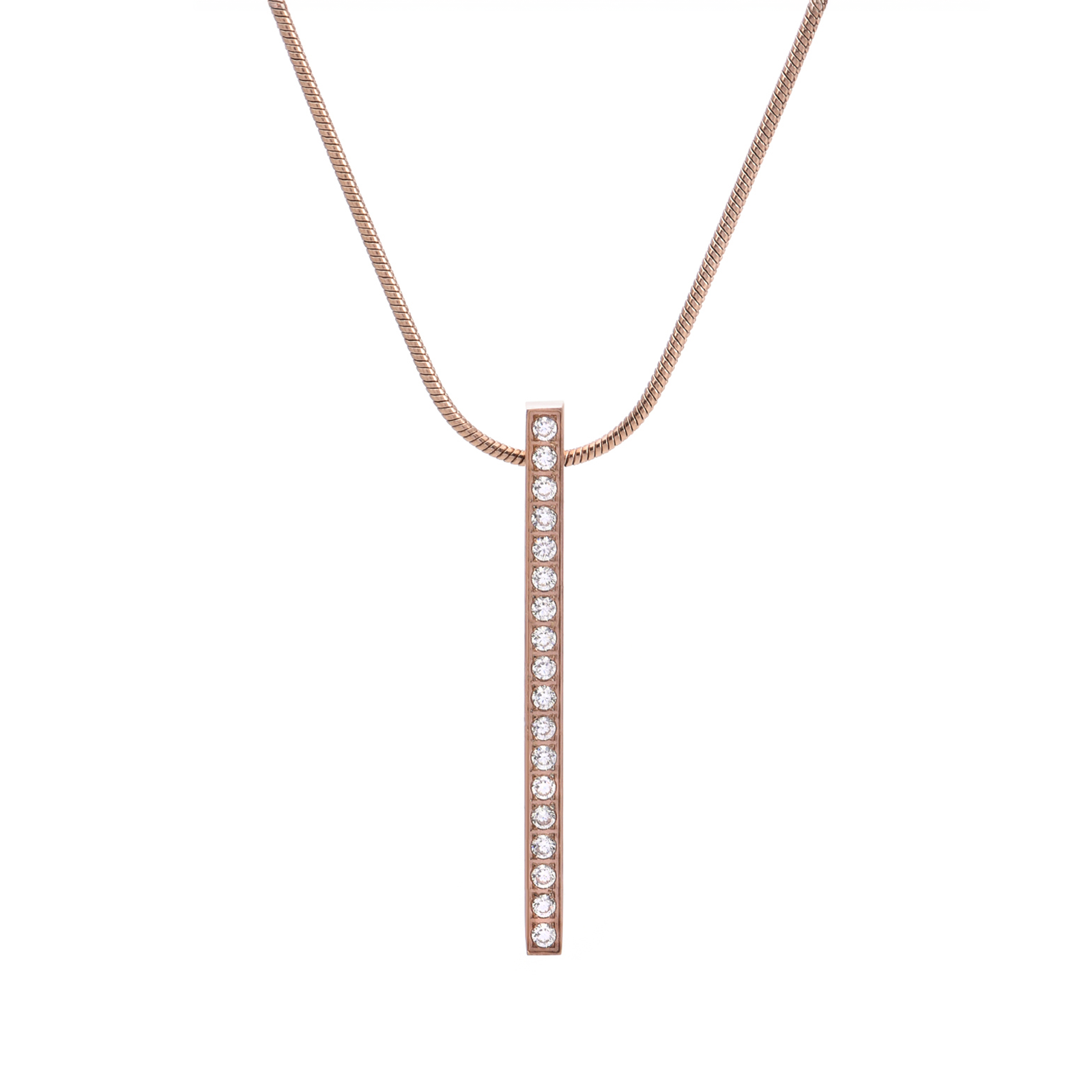 Modern Rose Gold 18-Stone Bar Pendant