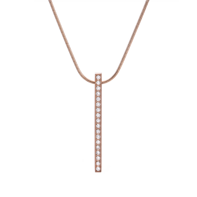 Modern Rose Gold 18-Stone Bar Pendant