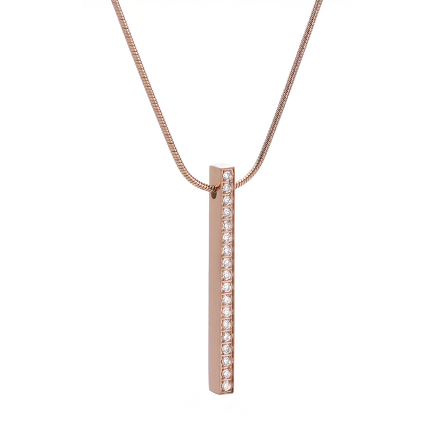 Modern Rose Gold 18-Stone Bar Pendant