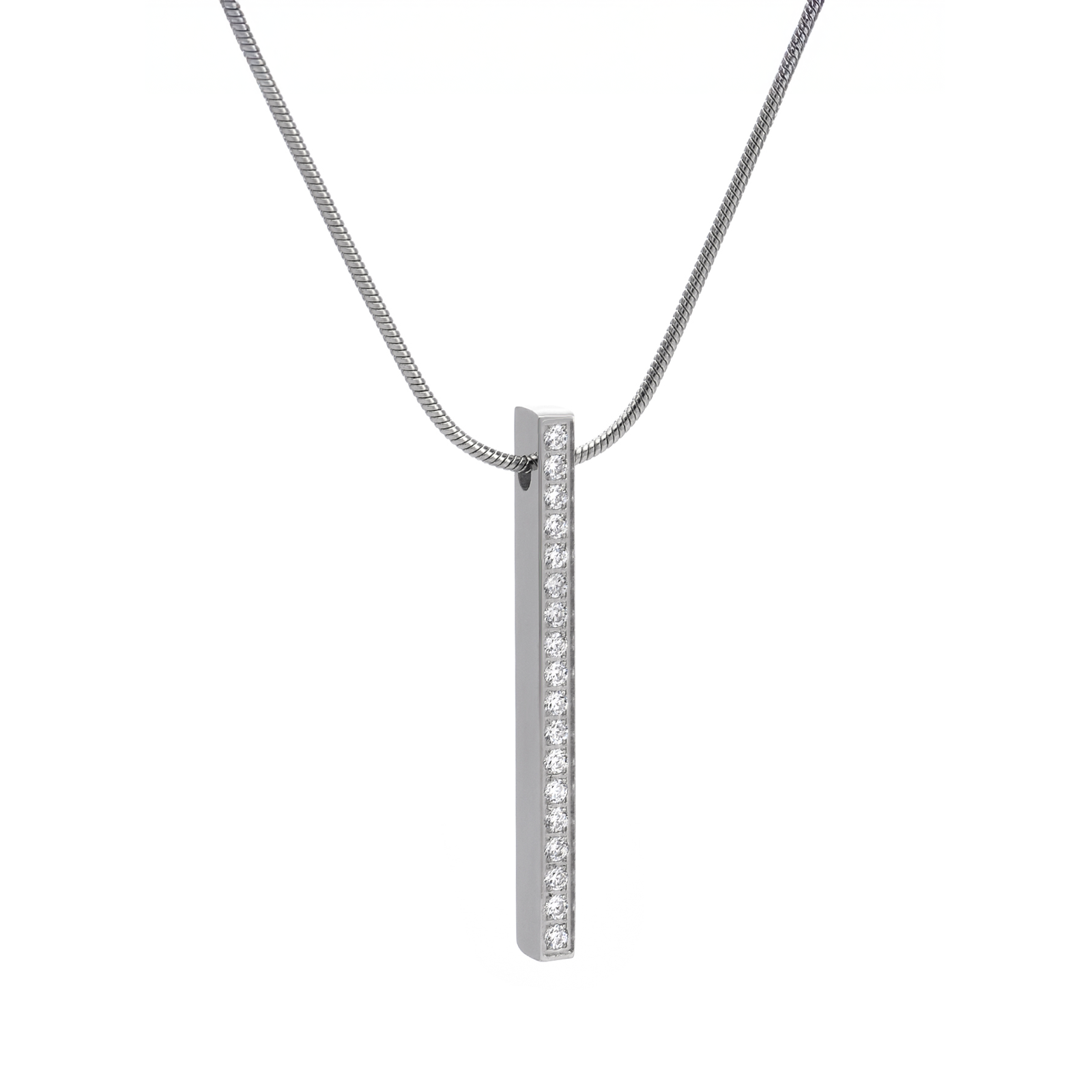 Elevated 18-Stone Stainless Bar Pendant