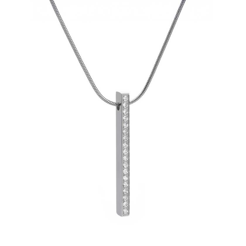 Elevated 18-Stone Stainless Bar Pendant
