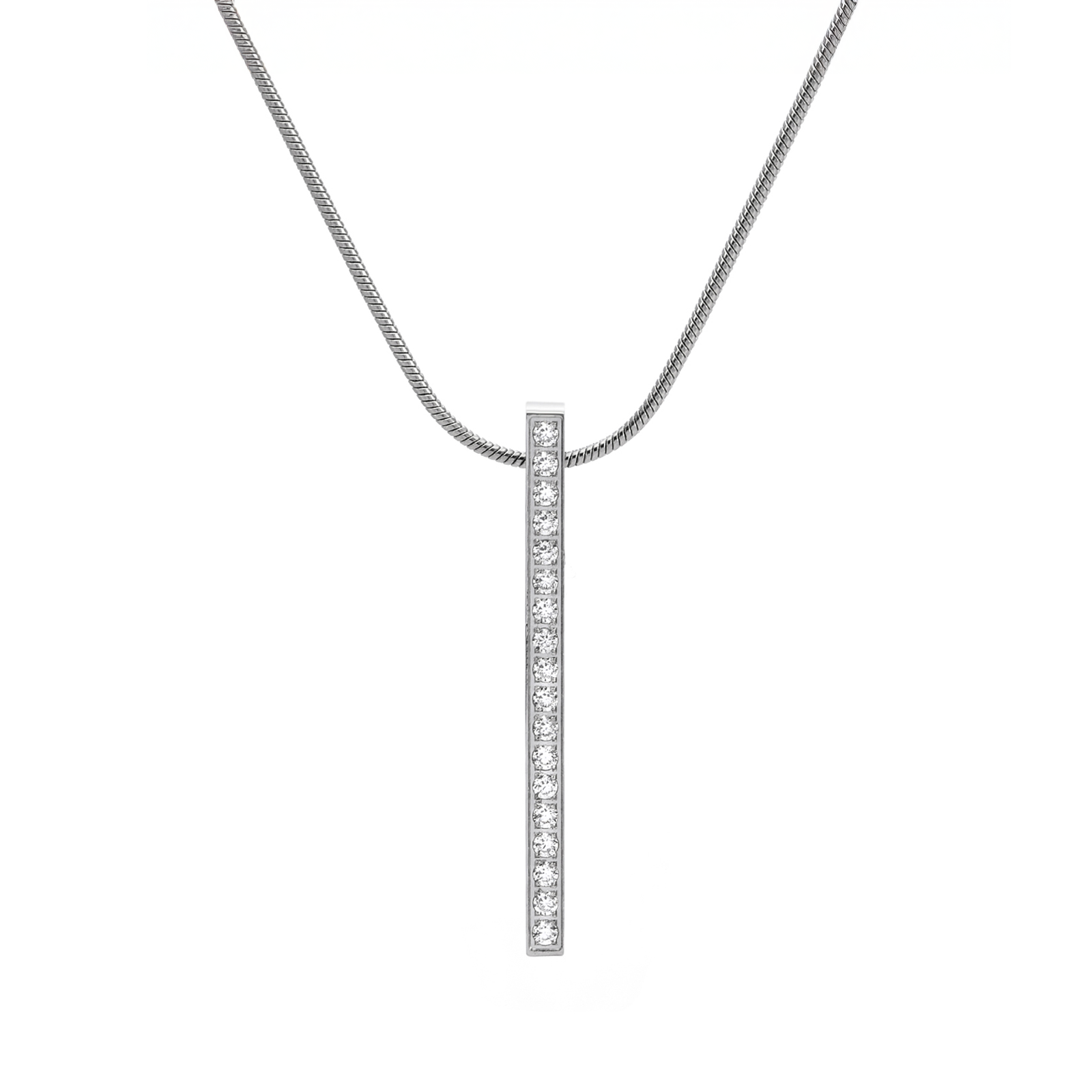 Elevated 18-Stone Stainless Bar Pendant
