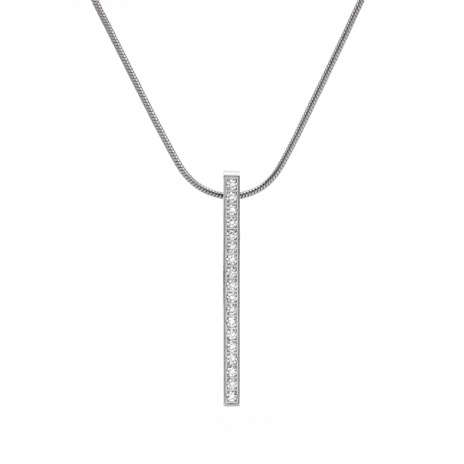 Elevated 18-Stone Stainless Bar Pendant