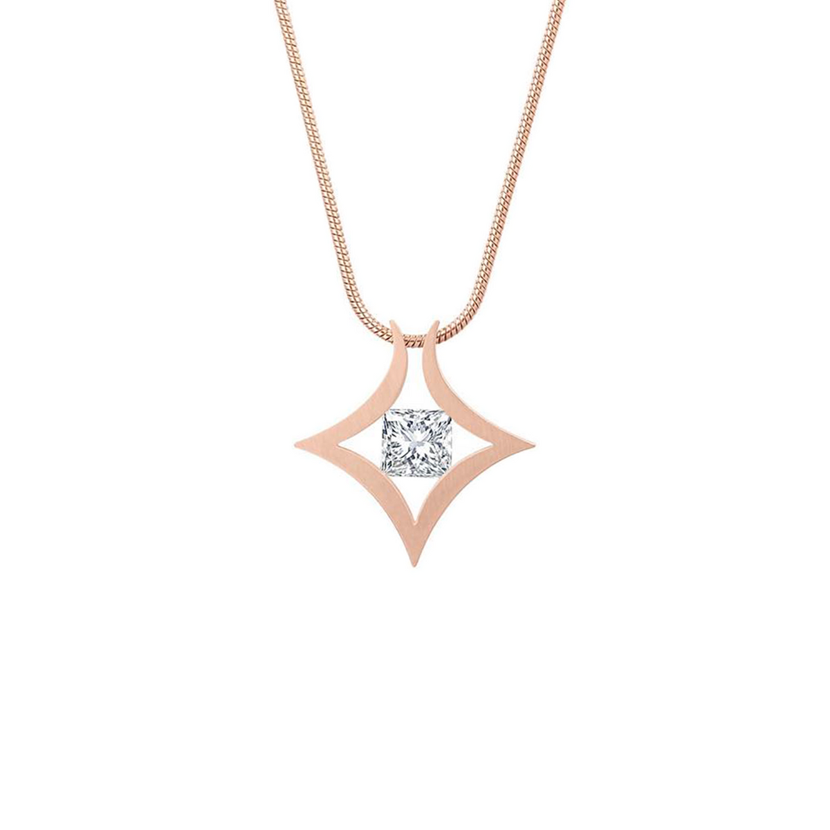 Rose gold Natal princess-cut tension pendant