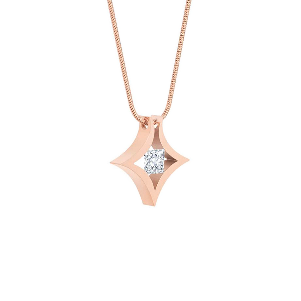 Rose gold Natal princess-cut tension pendant